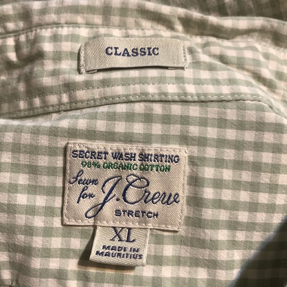 J. Crew Men’s Classic Button Down Green White Checkered Shirt Size XL - Picture 7 of 8